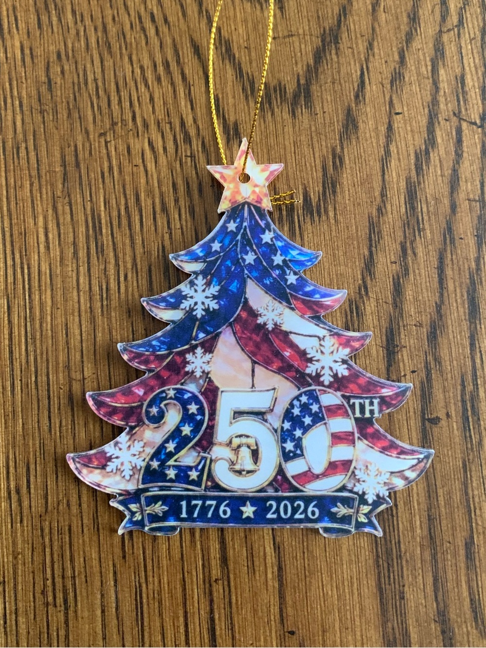 Patriotic 250th Anniversary Christmas Tree Ornament 1776-2026